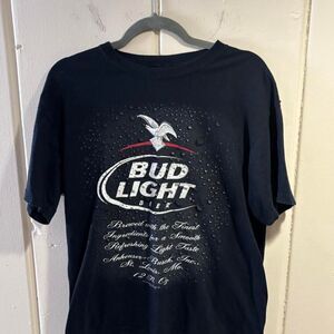 Budweiser Men's Black and Navy T-shirt